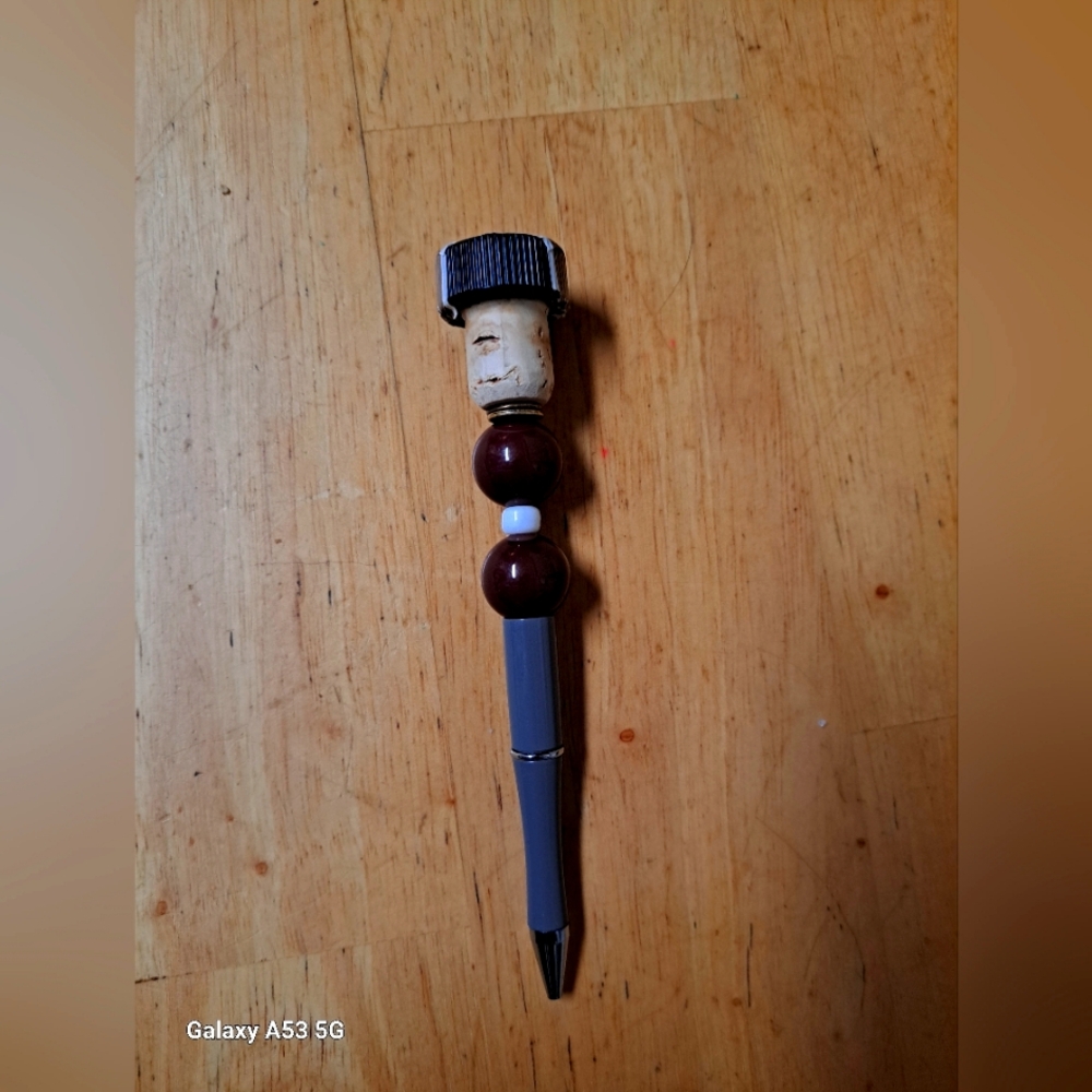 Beaded pen upcycled Cork,new